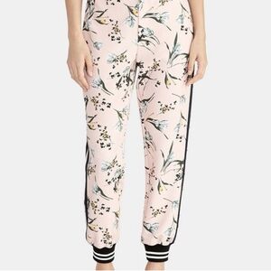 RACHEL Rachel Roy Pink and Black Track Pants with Floral Elegance